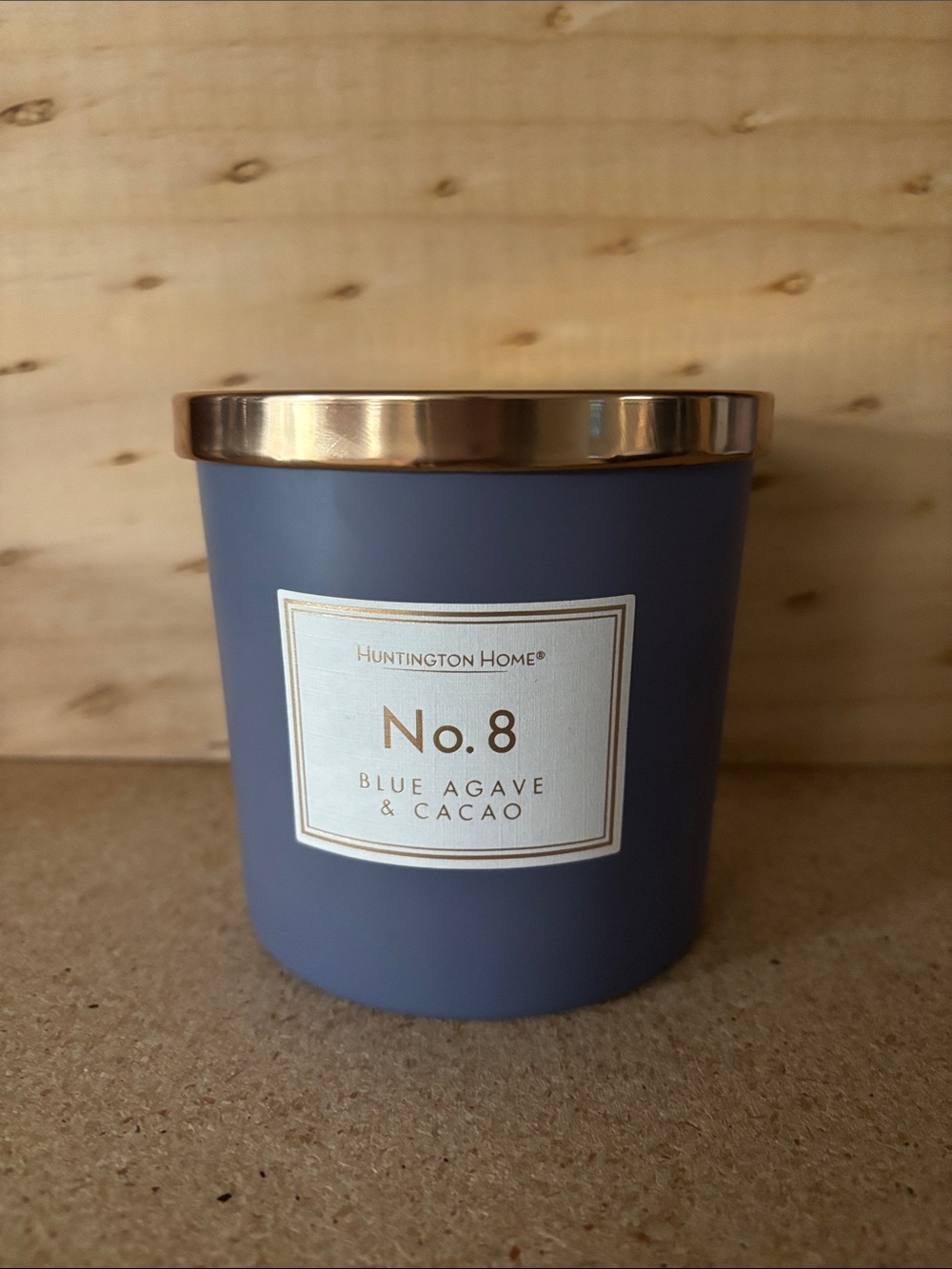 Huntington Home Blue Agave & Cacao Scented Candle - Blue with Gold Lid